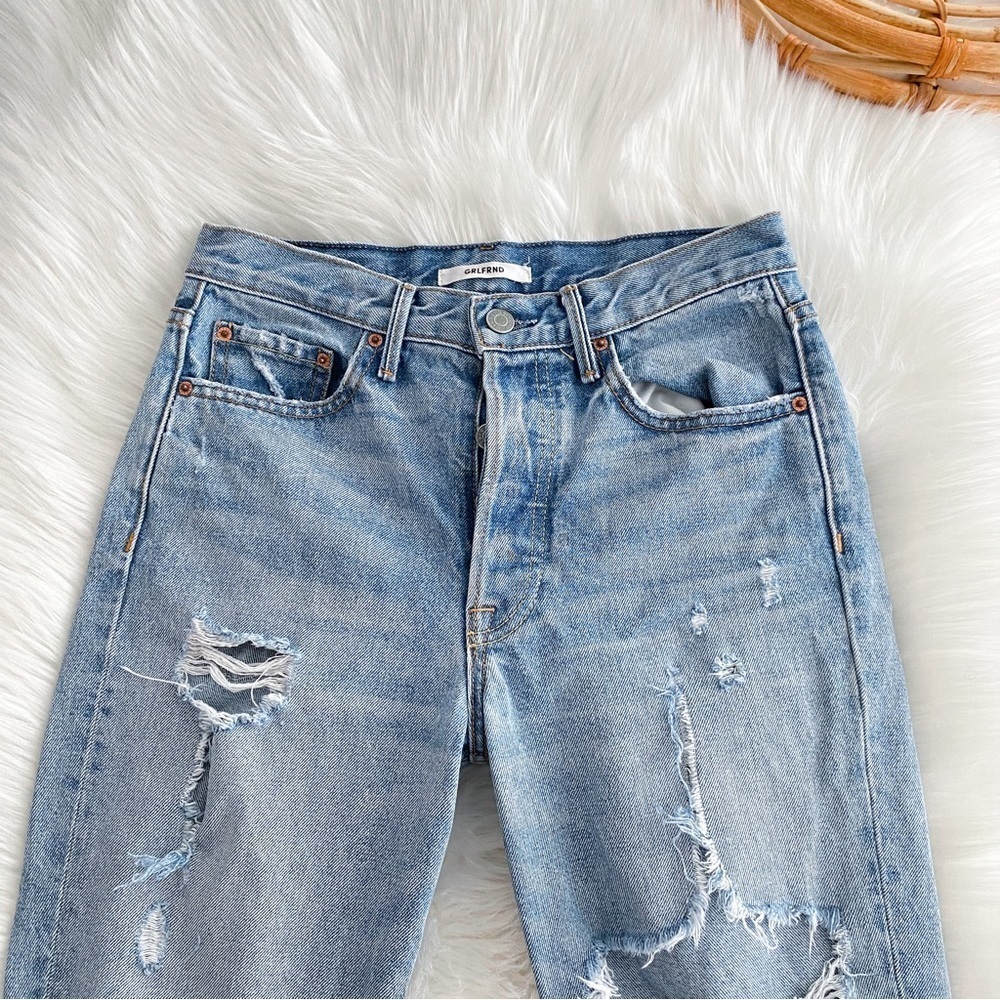 GRLFRND Karolina High-Rise Slashed Jeans A Little More Love Distressed Raw Hem - Picture 9 of 16